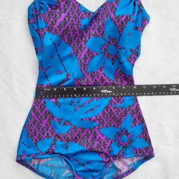 Vintage PERFECTION FIT by ROXANNE One-Piece Swimsuit Bold Tropical Print Size S - Picture 10 of 15